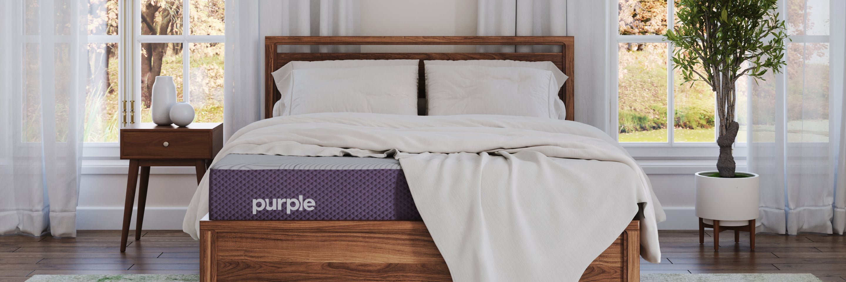 Purple restore mattress on aversa panel bed